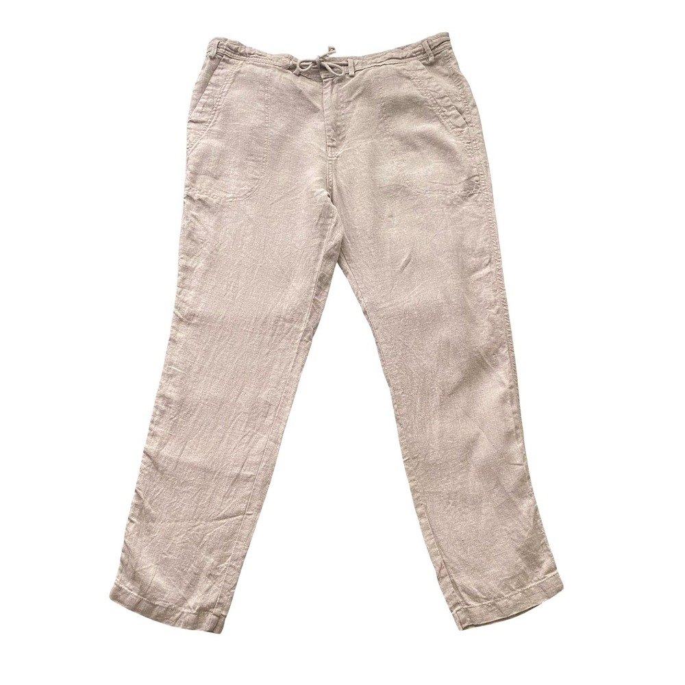 Mastro Moda Women's 3XL Linen Pants Beige Made in Italy Drawstring Relaxed
